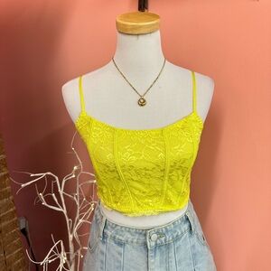 NWT! Forever 21 Yellow Lace Corset Crop Top